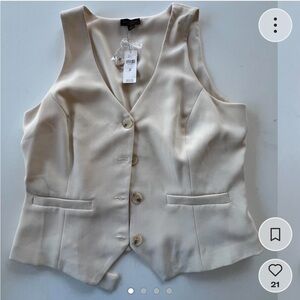 Anthropologie Current Air Cream Button Up Vest Top